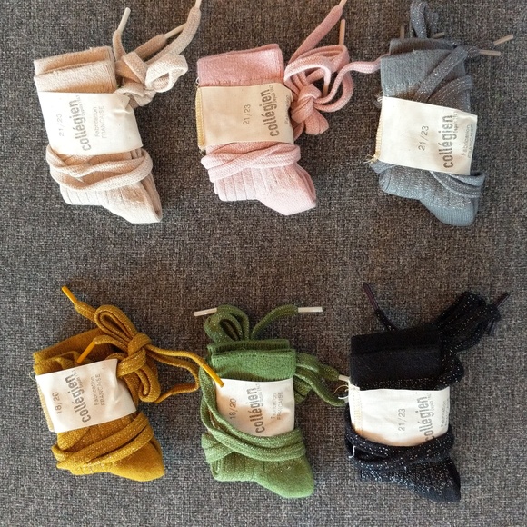 NWT Collegien Victoire Glitter Ribbed Crew Socks With Shoelace - Picture 5 of 16